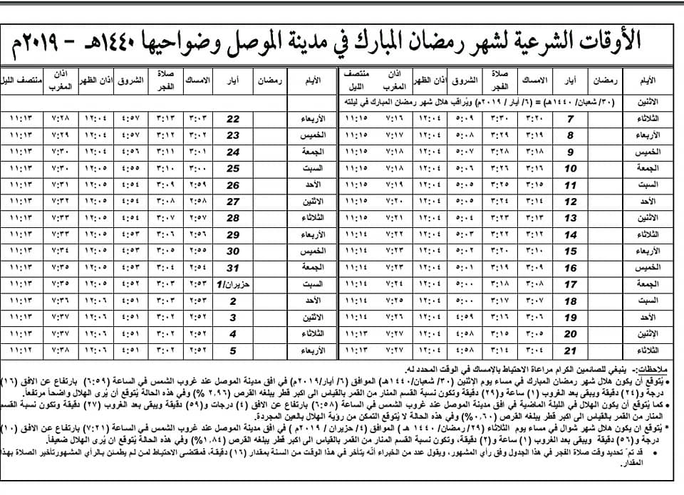 اضغط على الصورة لعرض أكبر. 

الإسم:	امساكية الموصل.jpg 
مشاهدات:	1 
الحجم:	124.6 كيلوبايت 
الهوية:	863569